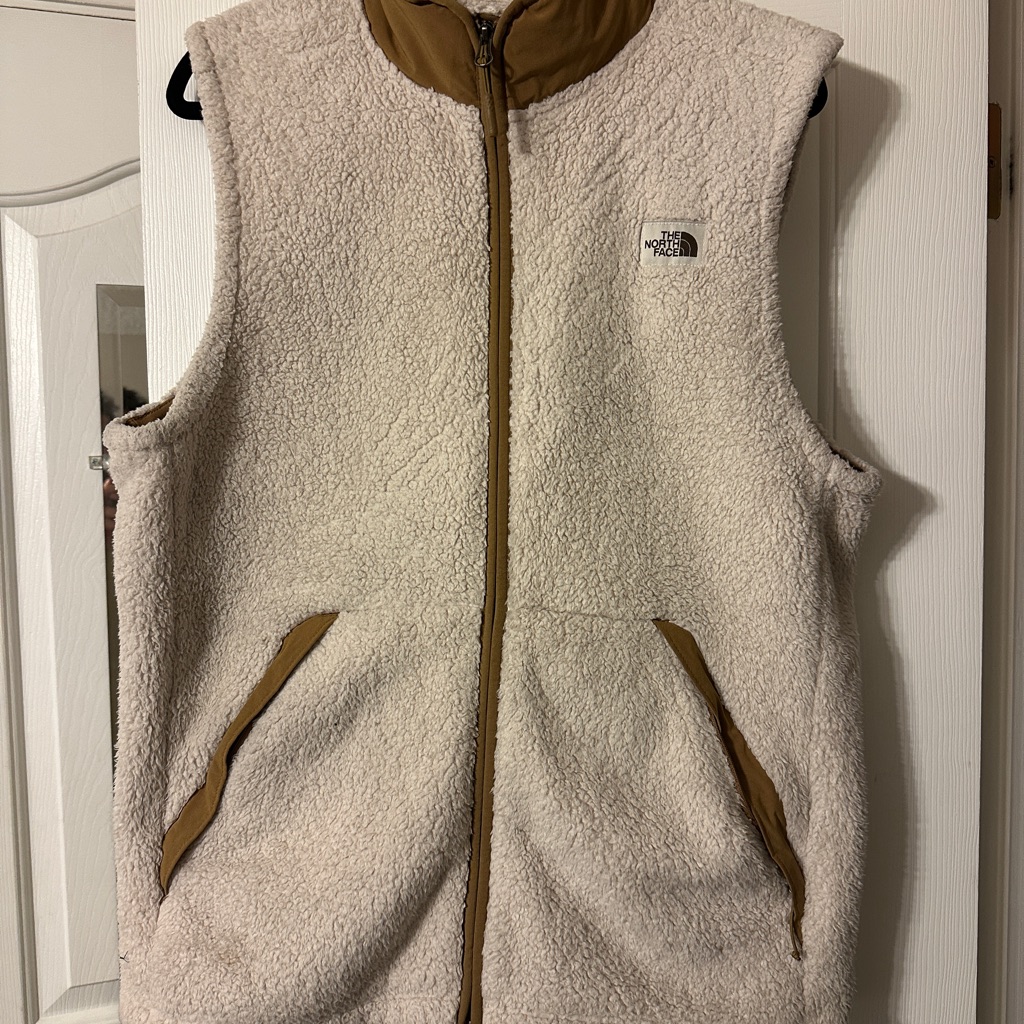 The North Face Cream And Tan Fleece Vest